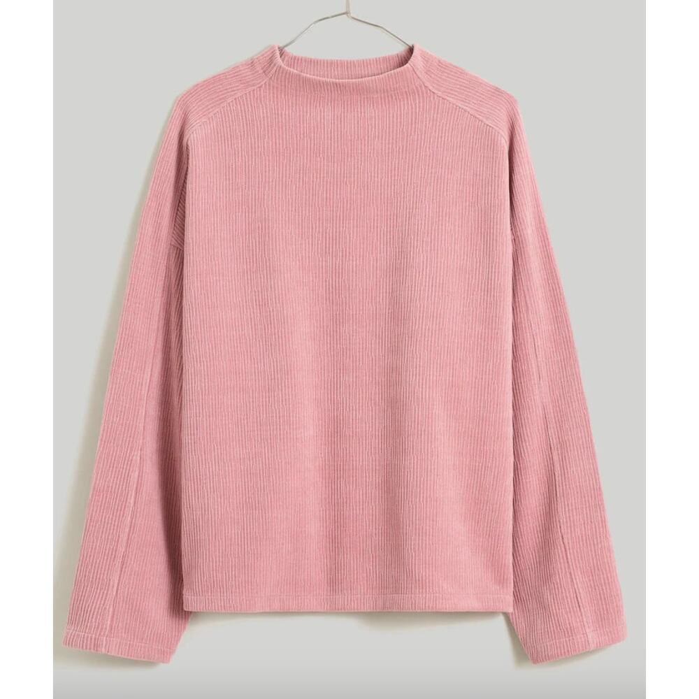 MADEWELL Women Top Cozy Funnel Neck Striped Jacquard Textural Size XS NWT